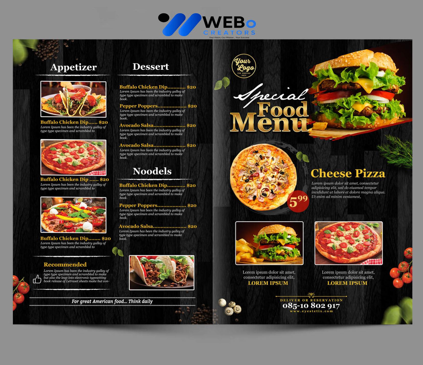 Modern restaurant menu design Spain 2026 café menu layout food branding design services